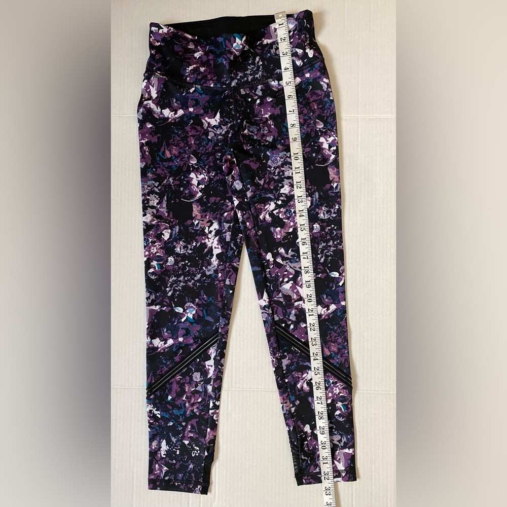 Ideology Women's XS 7/8 Slit FrontPocket Leggings Black Purple And Bluish Green.